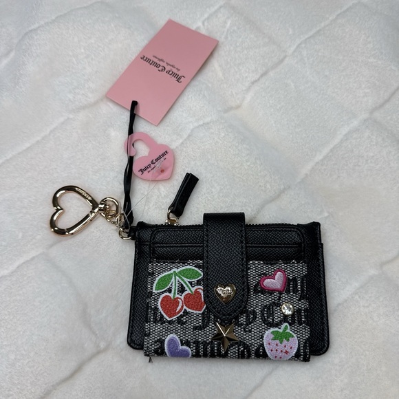 Juicy Couture Handbags - Juicy Couture Black Wallet with Heart and Fruit Accents